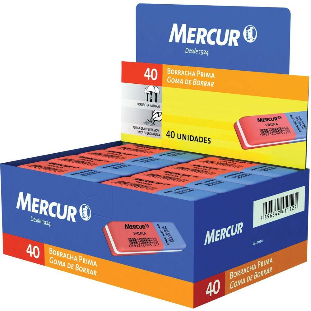 Caixa com 40 Borracha (colorida)  Mercur