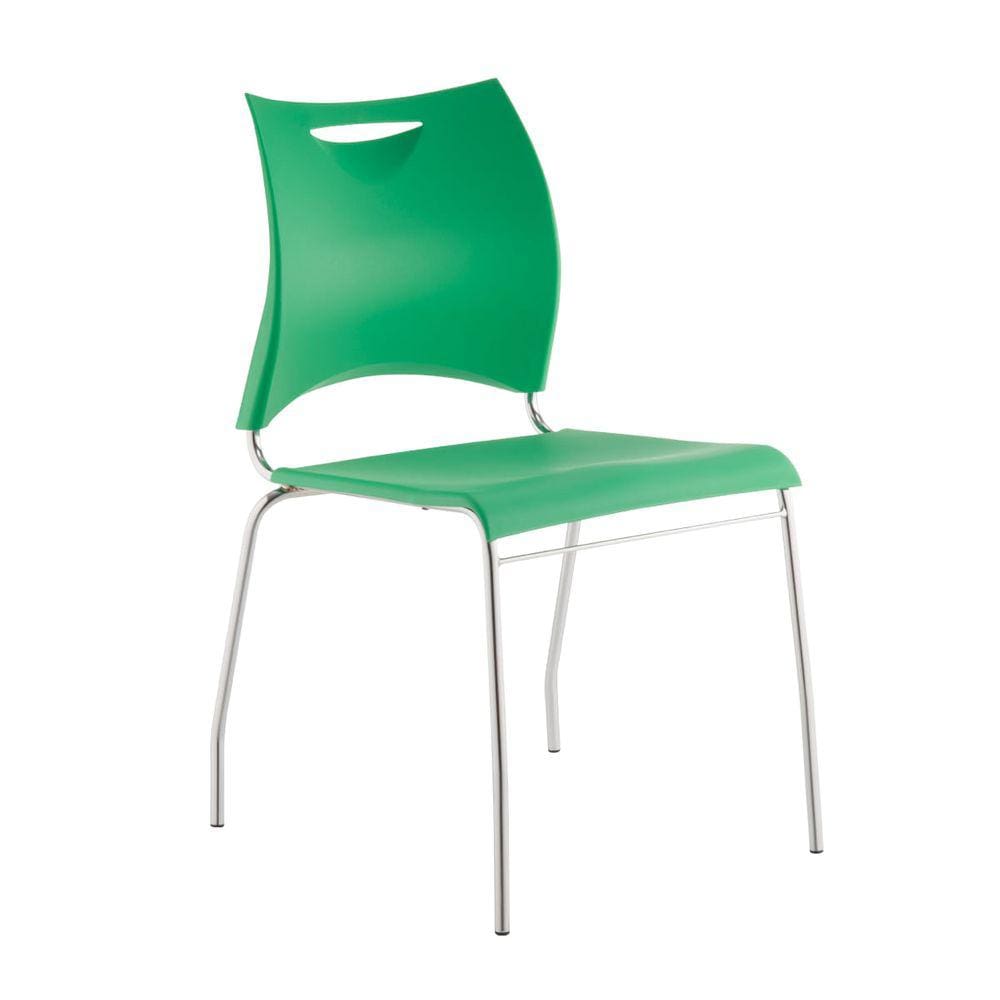 Cadeira One Cromada com Assento e Encosto em Polipropileno Verde Roal