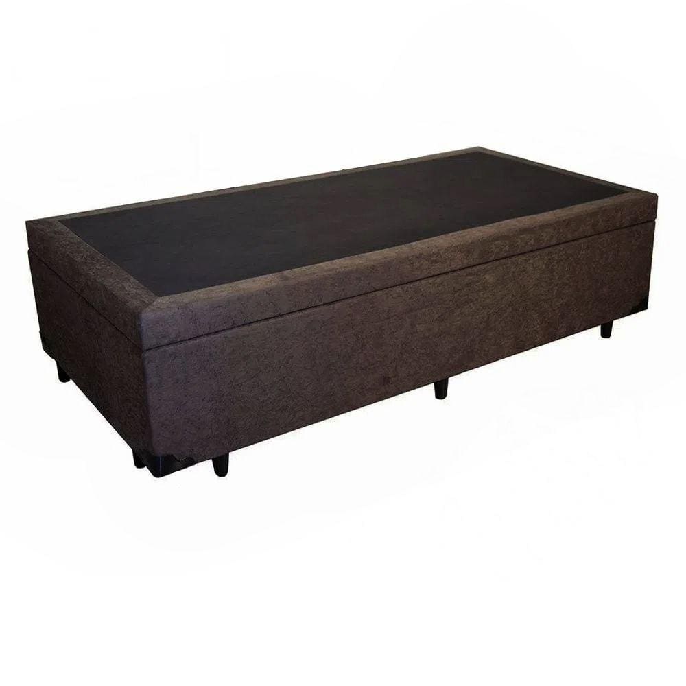 Cama Box Baú Solteiro Confort AColchões Suede Marrom