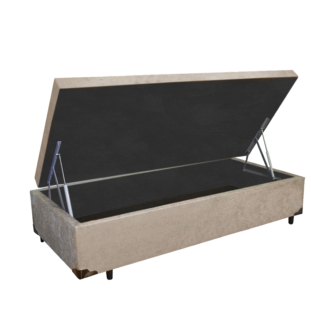 Cama Box Baú Solteiro Egoflex AColchões Suede Bege 41x88x188
