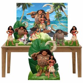 Kit Decoração de Festa Totem Display 8 peças Moana Baby 100x70cm