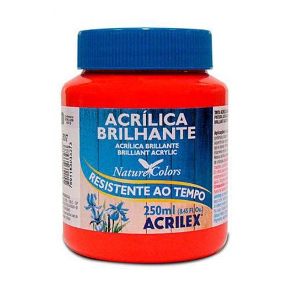 Tinta Acrílica Brilhante Vermelho Fogo 250Ml 507 Acrilex