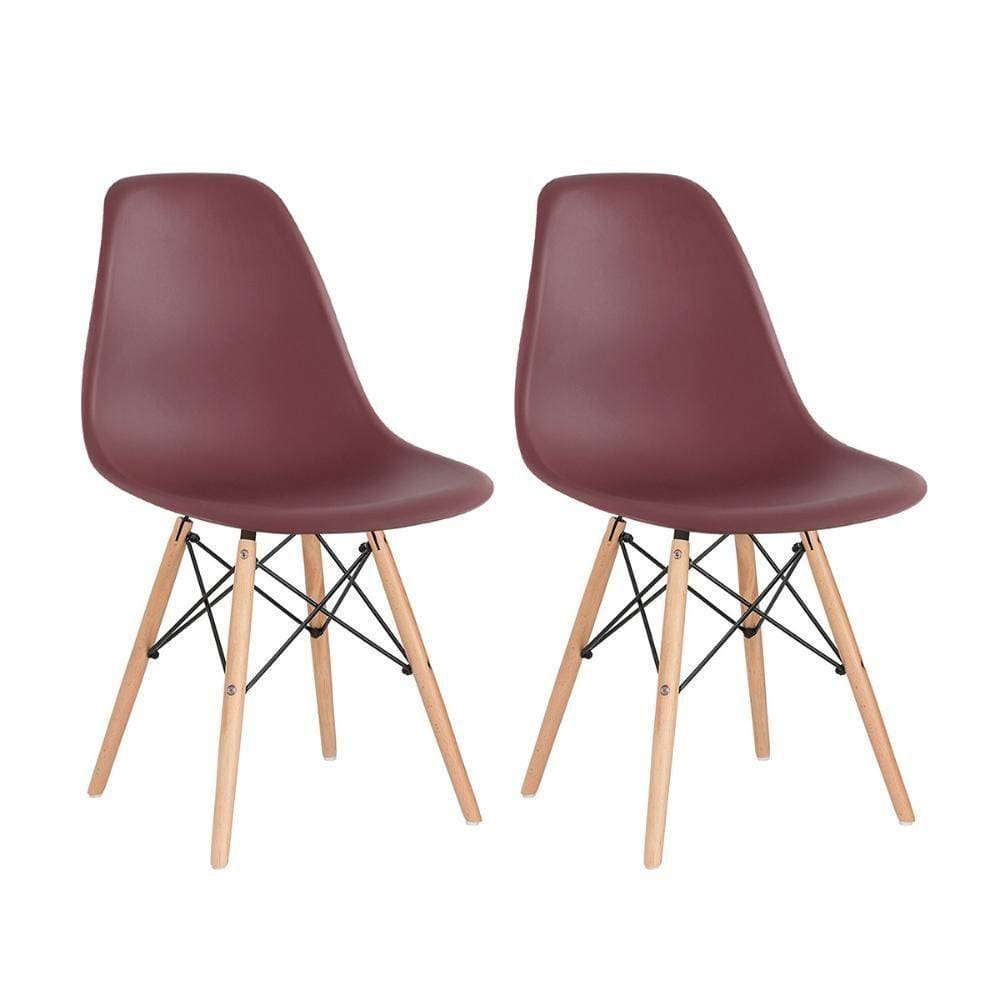 Kit 2 Cadeiras Charles Eames Eiffel Dsw Com Pés De Madeira Clara Marrom