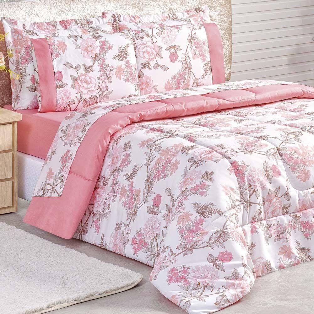 Edredom King 3 Peças Rosa