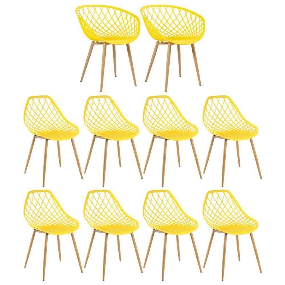Kit 2 Cadeiras Clarice Nest Sidera Com Braços + 8 Cadeiras Cloe Amarelo