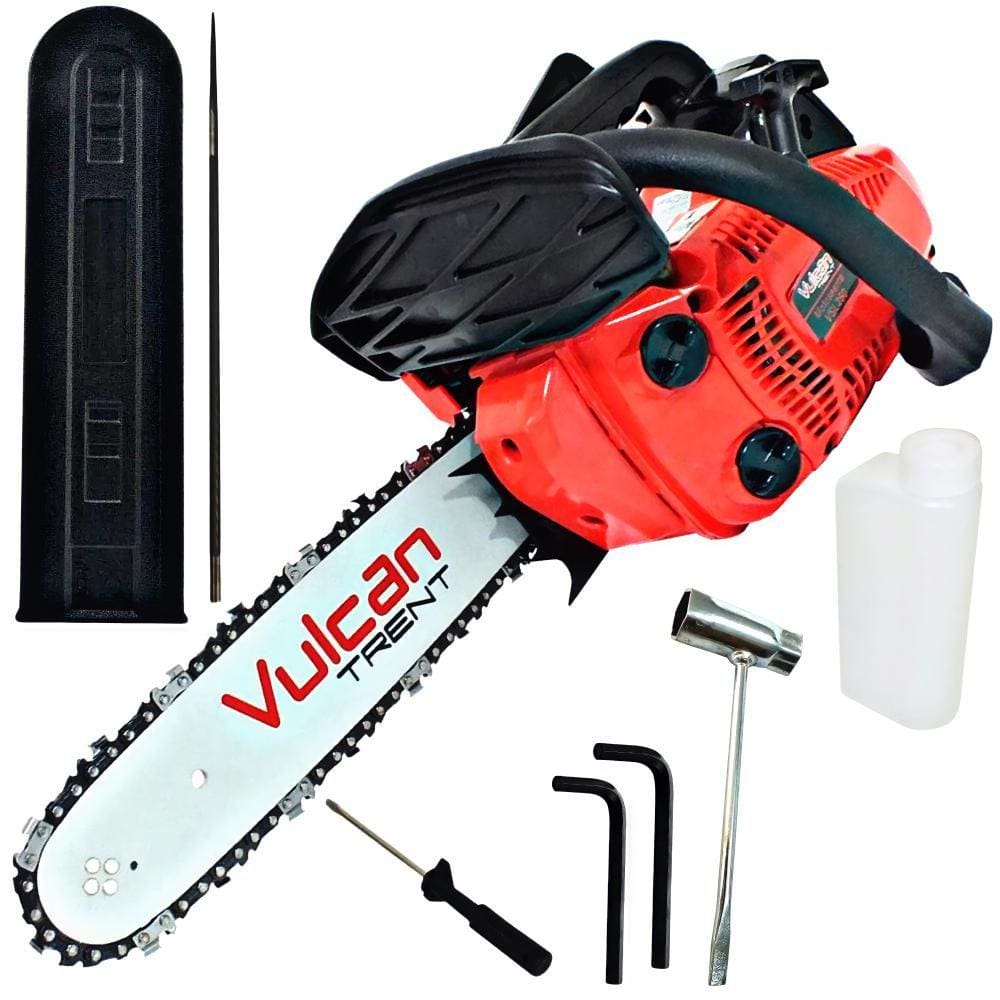 Motosserra Vulcan Trent VSL250 À Combustão 2 Tempos 25,4cc 0,9HP Com Corrente 22 Elos e Sabre de 12 Polegadas + Jogo de Chaves para Manutenção