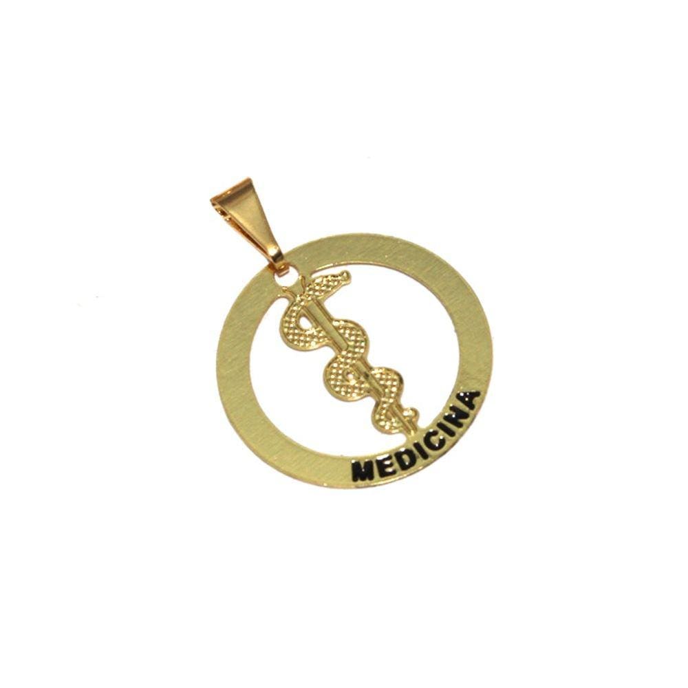 Pingente Minha Profissão Medicina Folheado Ouro 18k