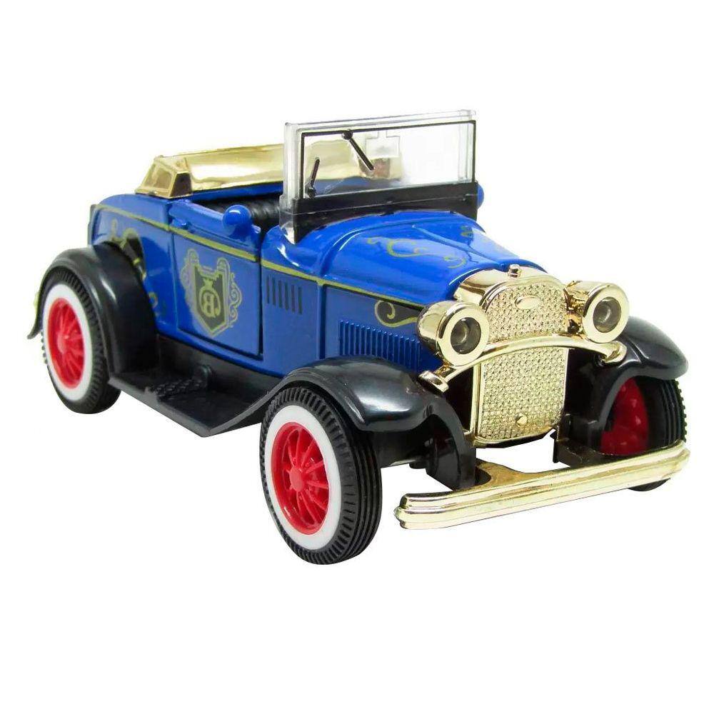 Miniatura Carrinho Antigo de Metal Conversível Ford Bigode Azul 1929