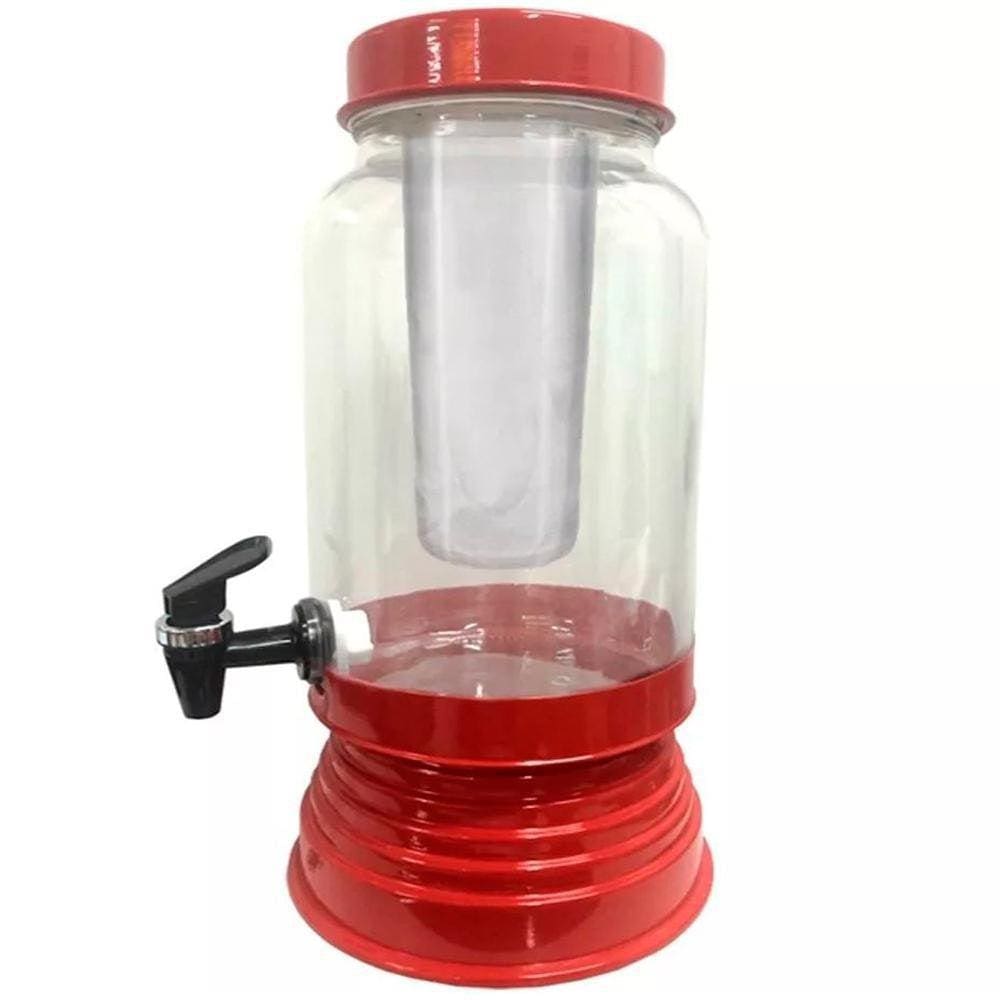 Suqueira Cervejeira De Vidro E Bastão Térmica 3,5L Vermelho