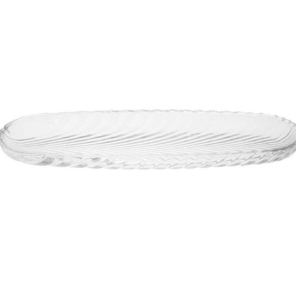 Prato Decorativo Travessa De Cristal Leaf Lyor 39,5 Cm