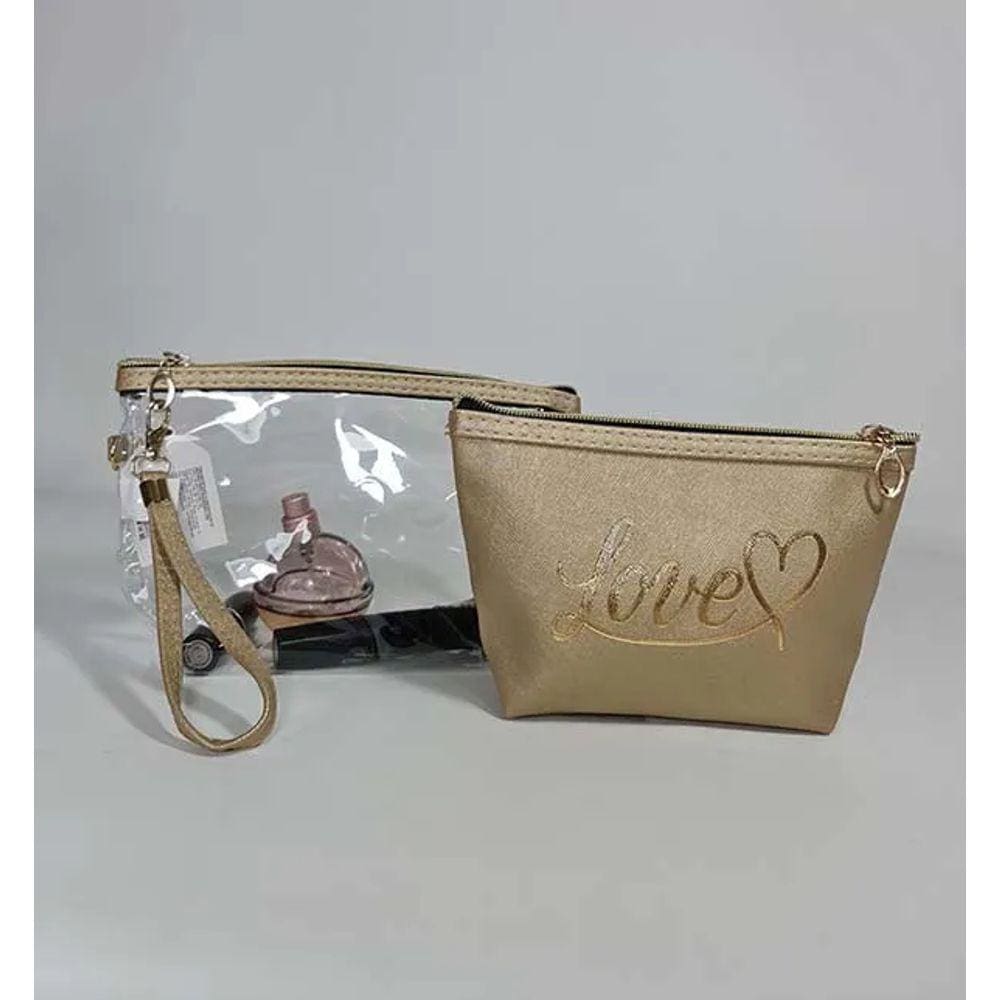 Kit Necessaire Bolsa de Mão com 2 Peças Love