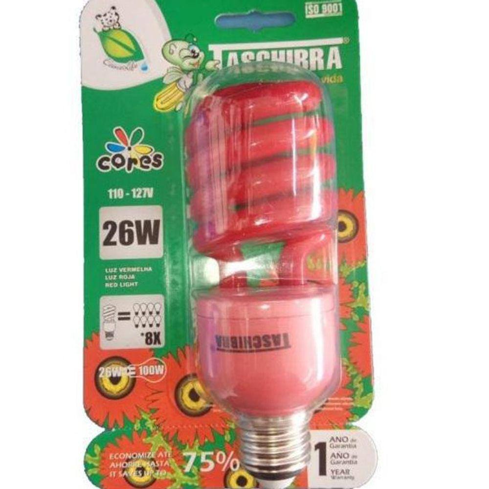 Lâmpada Fluorescente Compacta Espiral 127V 26W Luz Vermelha
