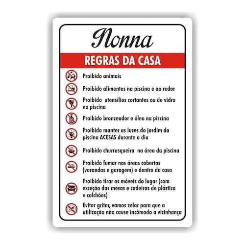 Placa Regra Da Casa Aluguel Temporada Modelo 01