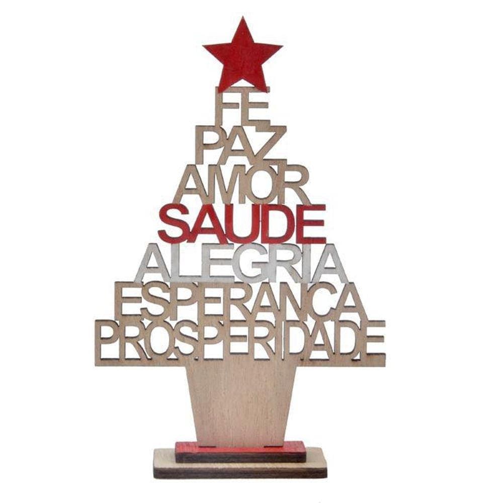 Árvore De Madeira Desejos 18cm Decoração Natal