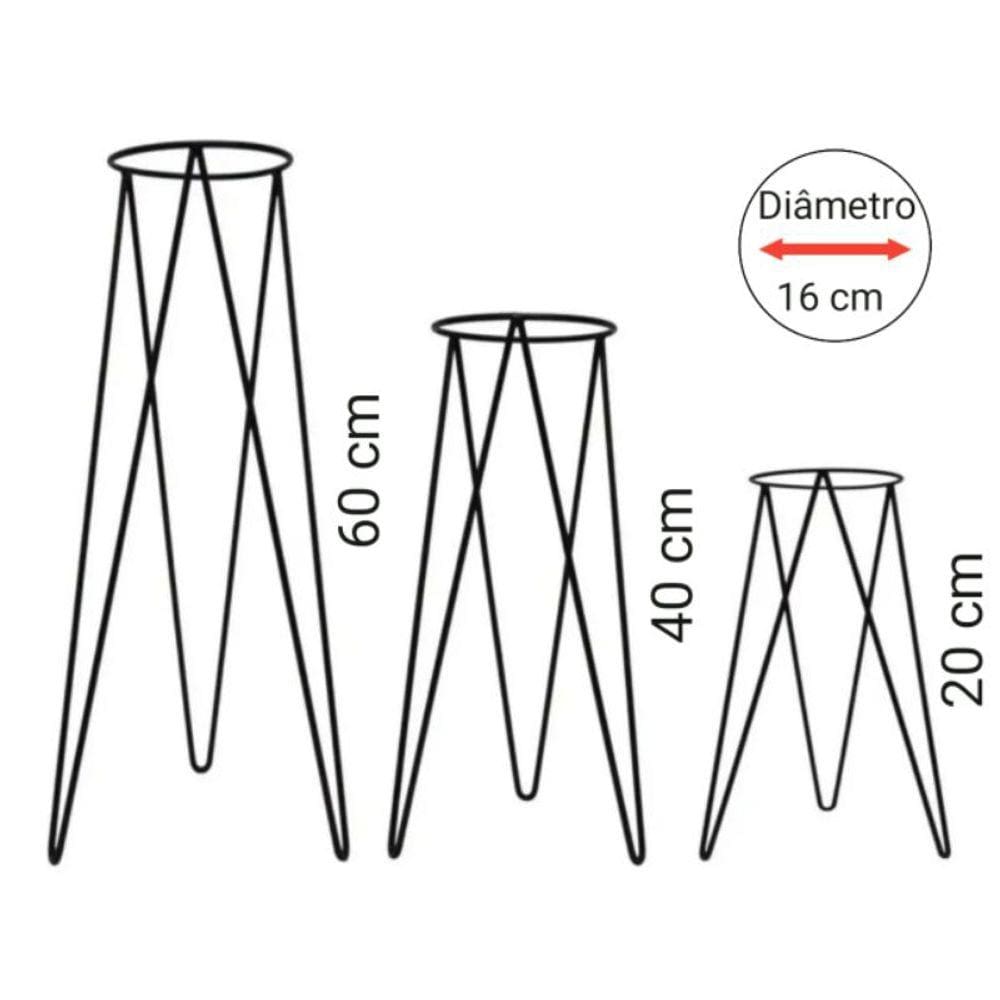 Tripé Para Vasos Planta Jardinagem Aramado Ferro Médio