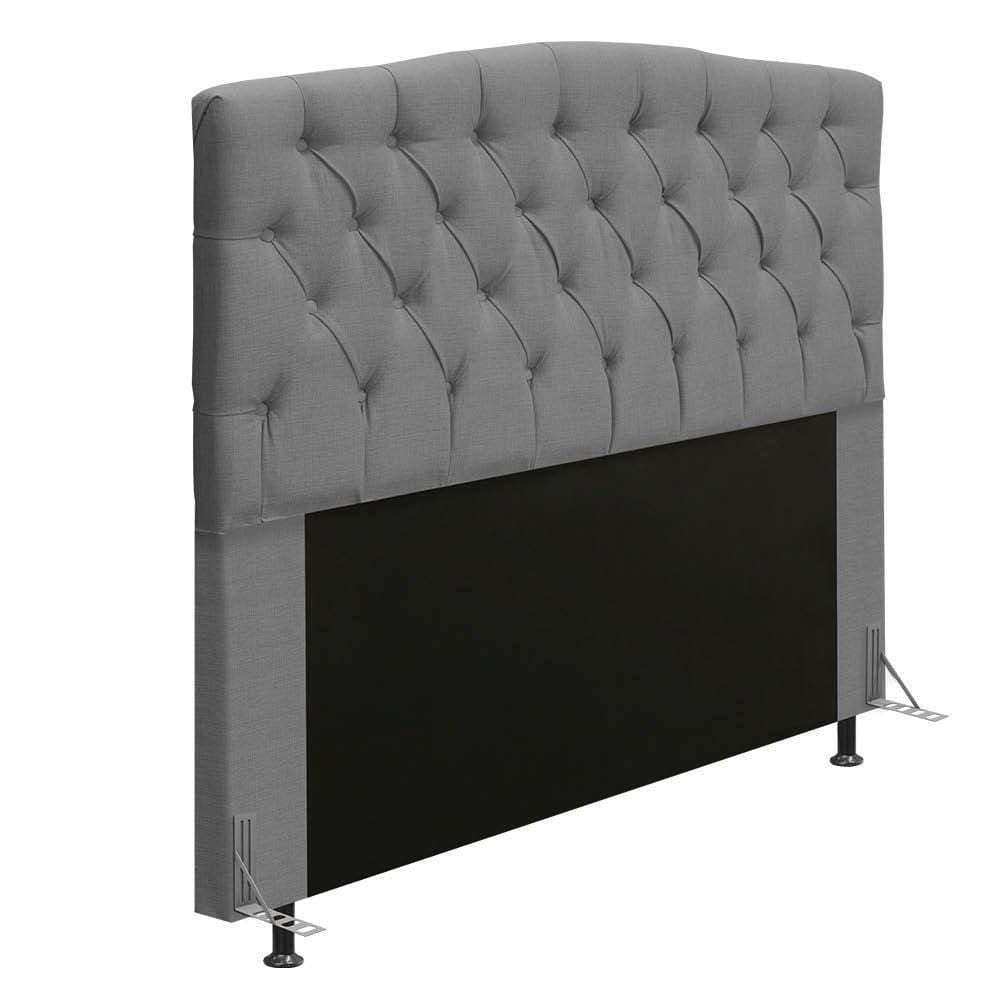 Cabeceira Greta Cama Box Queen 160cm Linho Cinza