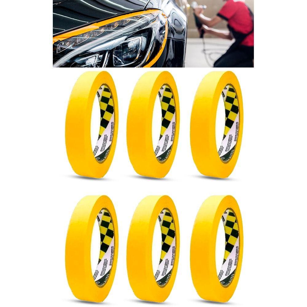 Kit 6 Fitas Crepe Automotiva Adelbras Amarela 18mm x 40m