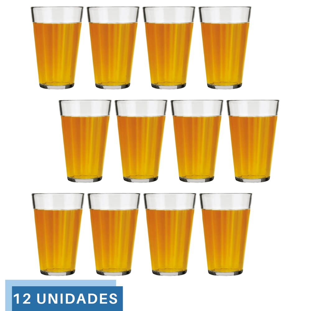 Jogo 12 Copo Americano Long Drink 450ml Vidro Cerveja Nadir