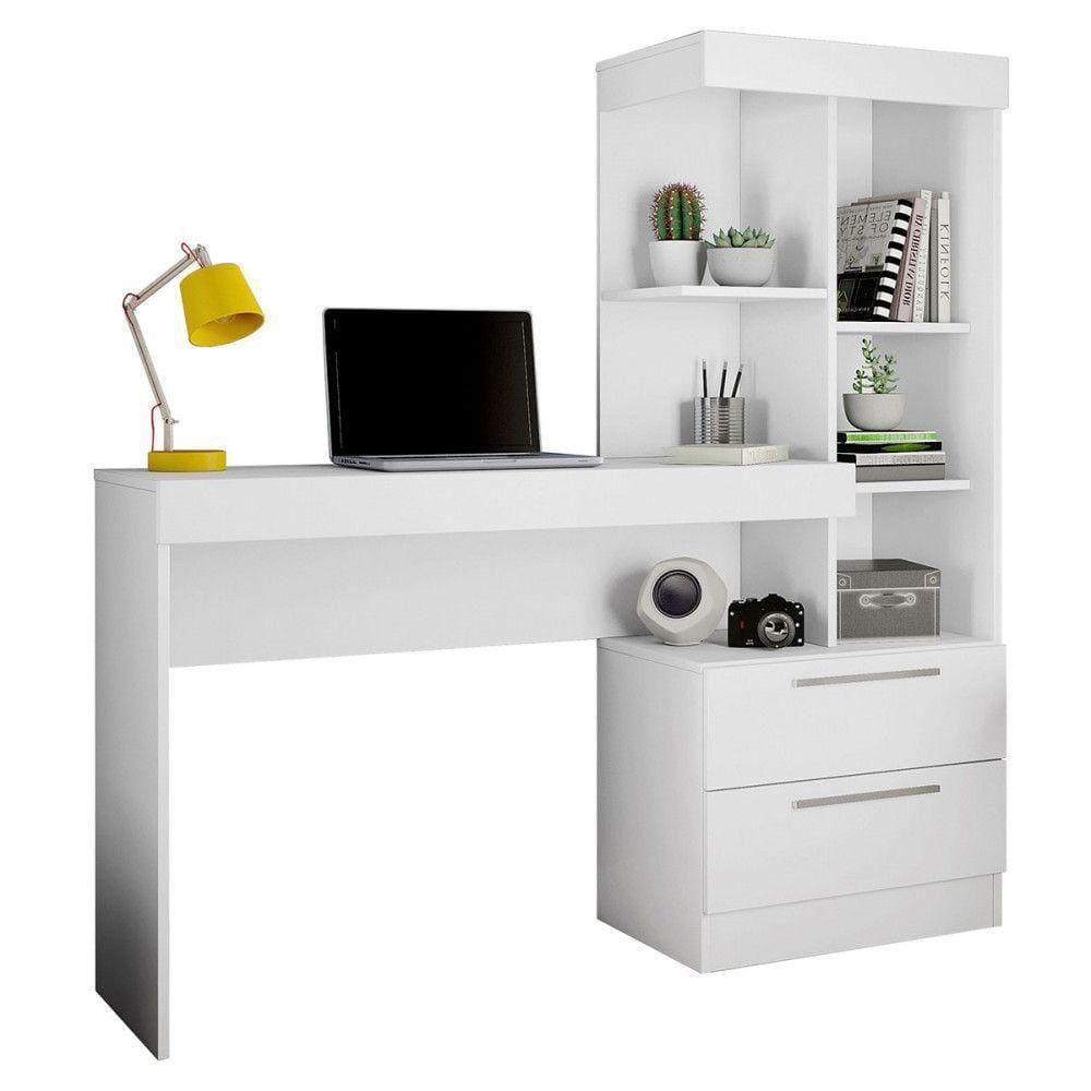 Mesa Para Escritório Flex Com Nicho Nt2010 Movvida Branco New Com Rosa Flex
