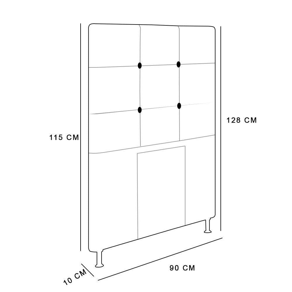 Cabeceira Cama Box Solteiro 90cm Corino Bege