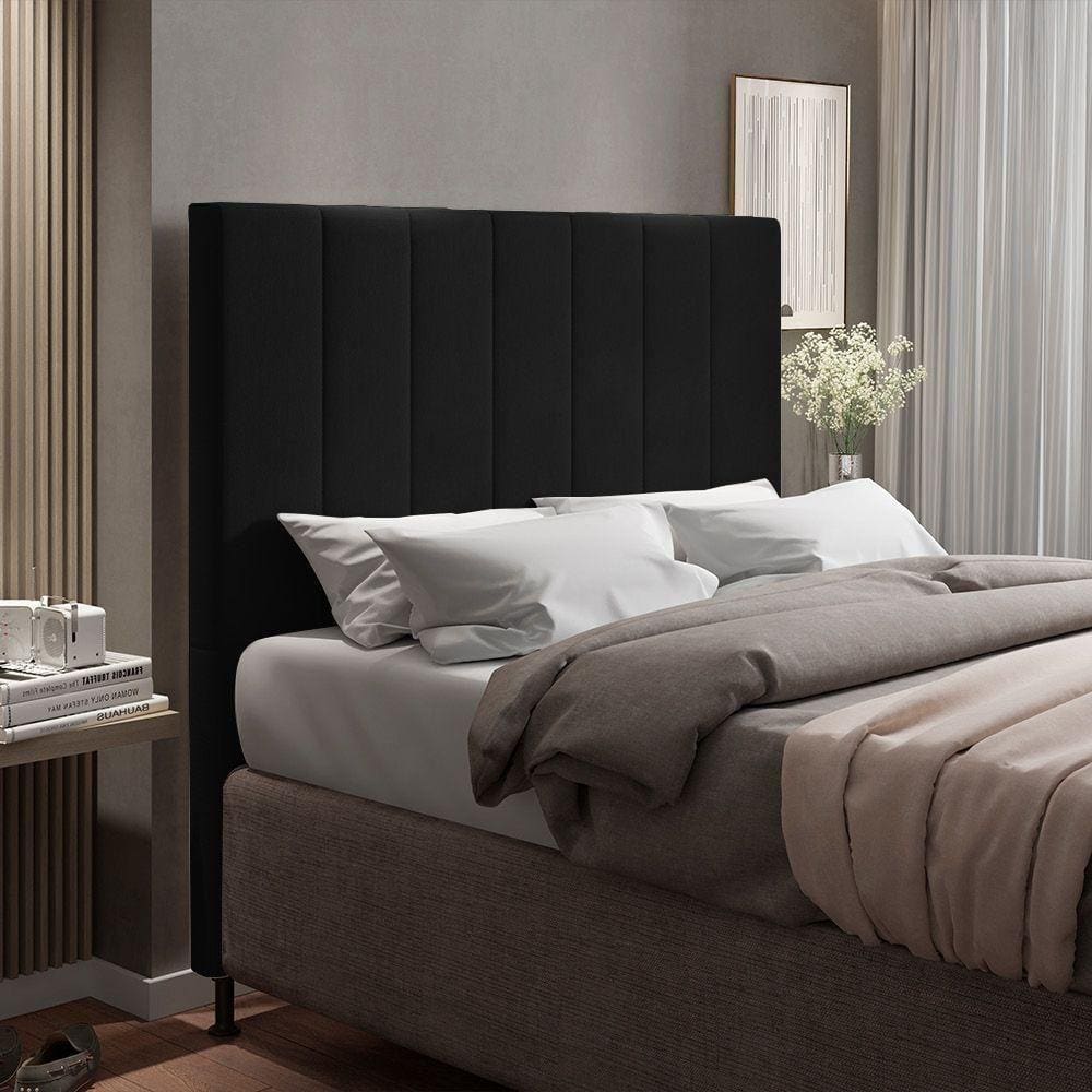 Cabeceira Cama Box Casal 140cm Suede Preto