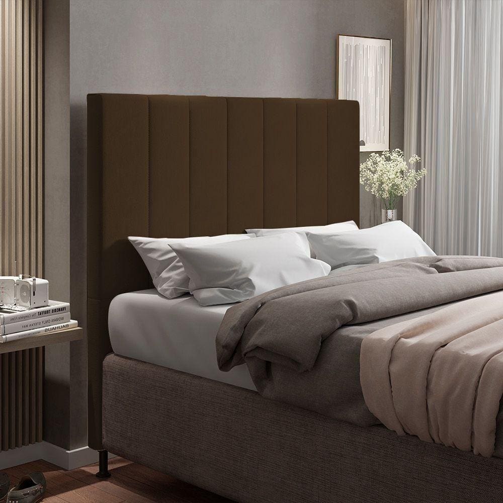 Cabeceira Cama Box Casal 140cm Suede Marrom