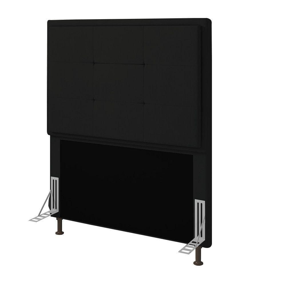 Cabeceira Onix Cama Box Solteiro 90cm Suede Preto