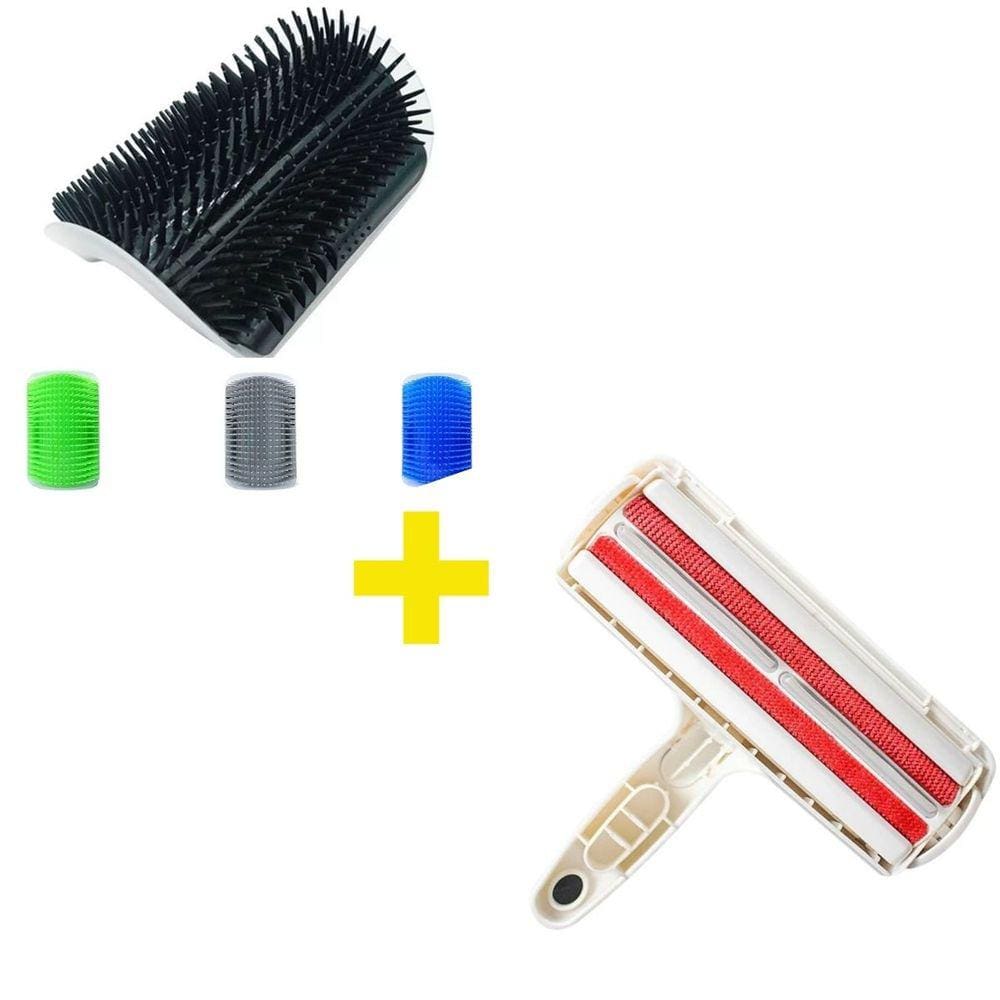 Auto Escova Massageadora De Parede Tira Pelo Gatos + Tira Pelo Removedor Pet Rolo Gato Cachorro Cama Sofá Carpete