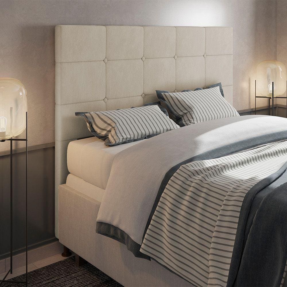 Cabeceira Cama Box King 195cm Suede Bege