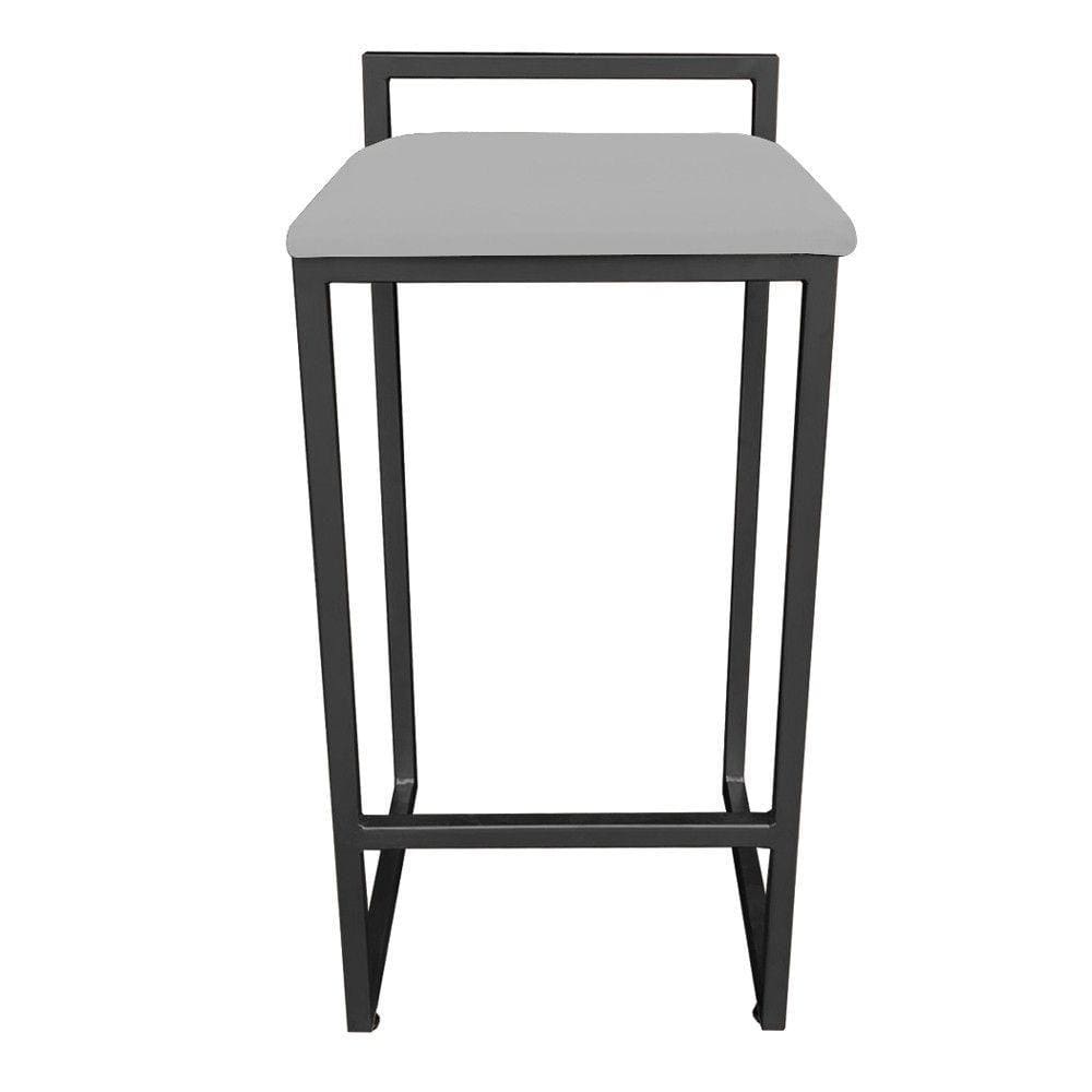 Banqueta Pietra Suede Cinza Base Preto