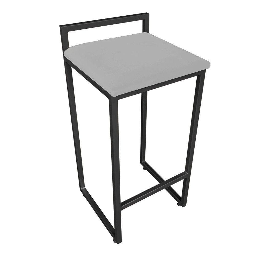 Banqueta Alta Lavínia Suede Base Preto Cinza