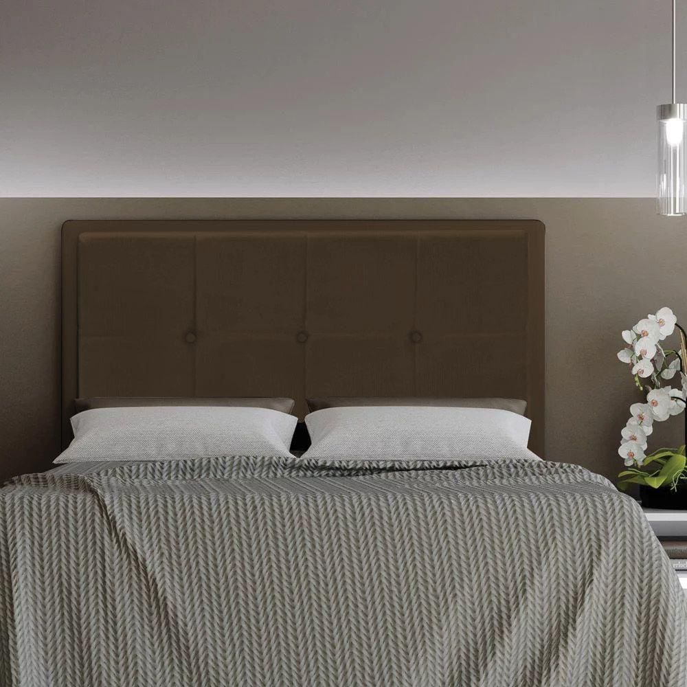 Cabeceira Ametista Cama Box Queen 160cm Suede Marrom