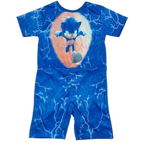 Fantasia Sonic Infantil Macacão Curto E Mascara - R$ 189,4