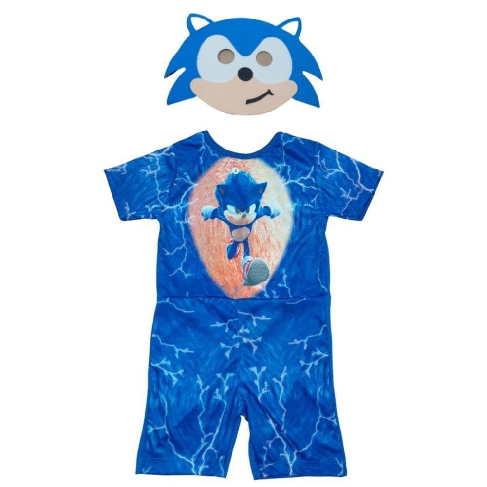 Conjunto Infantil Persnagem Sonic Exclusivo Roupa Fantasia