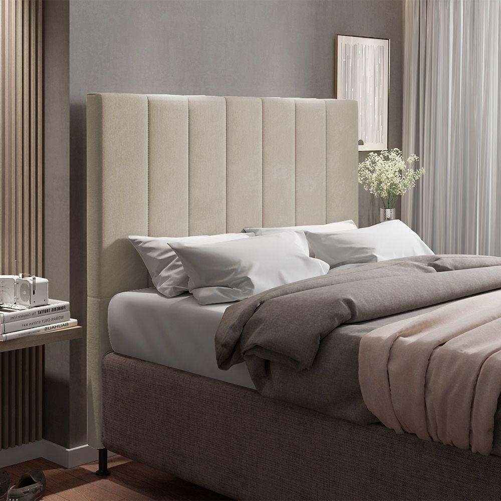 Cabeceira Cama Box Casal 140cm Suede Bege