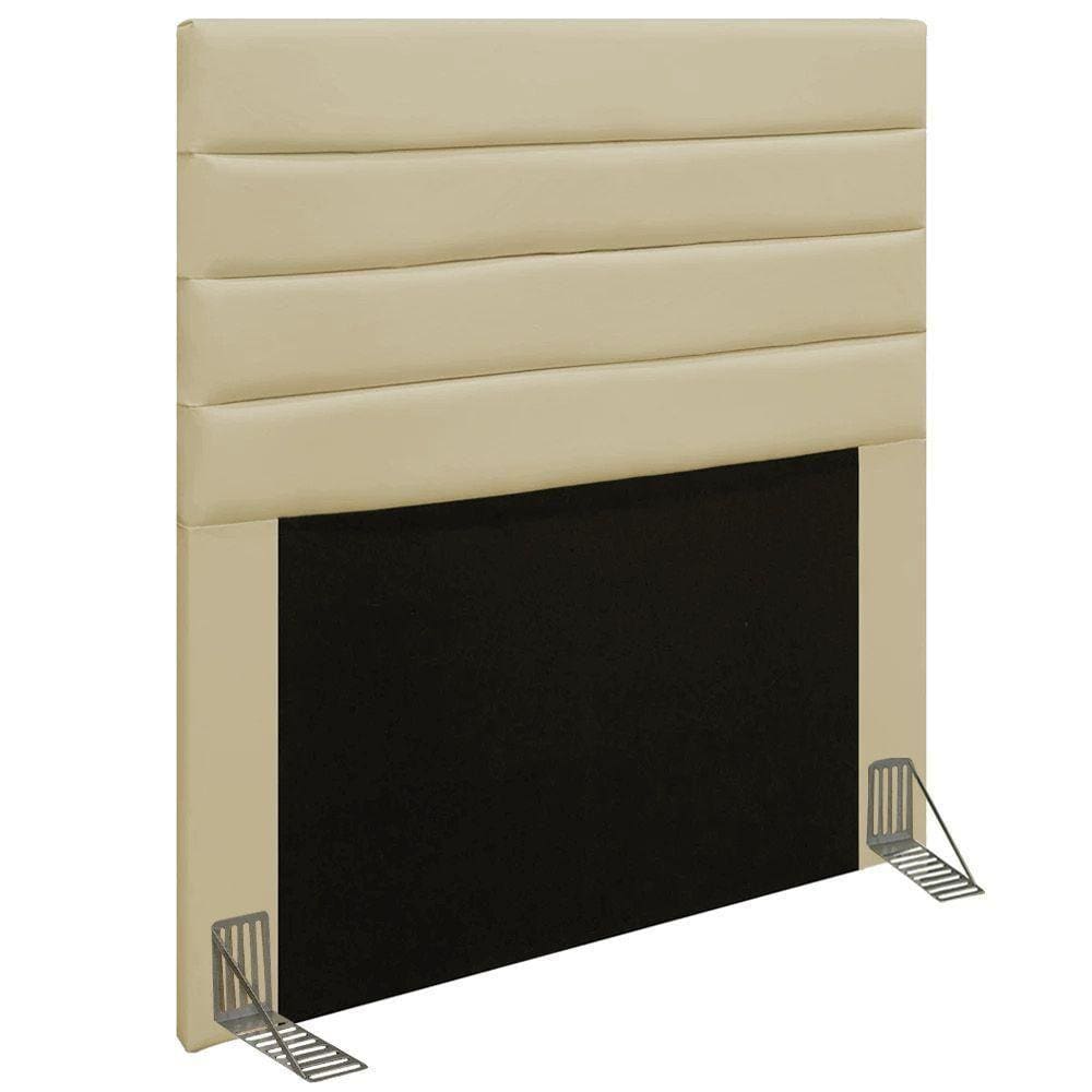 Cabeceira Rubi Cama Box Solteiro 90cm Corino Bege