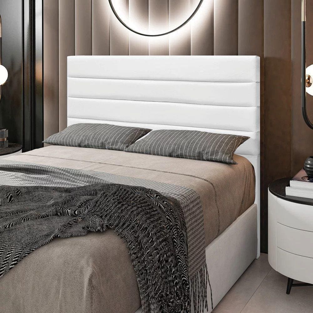 Cabeceira Rubi Cama Box Casal 140cm Corino Branco