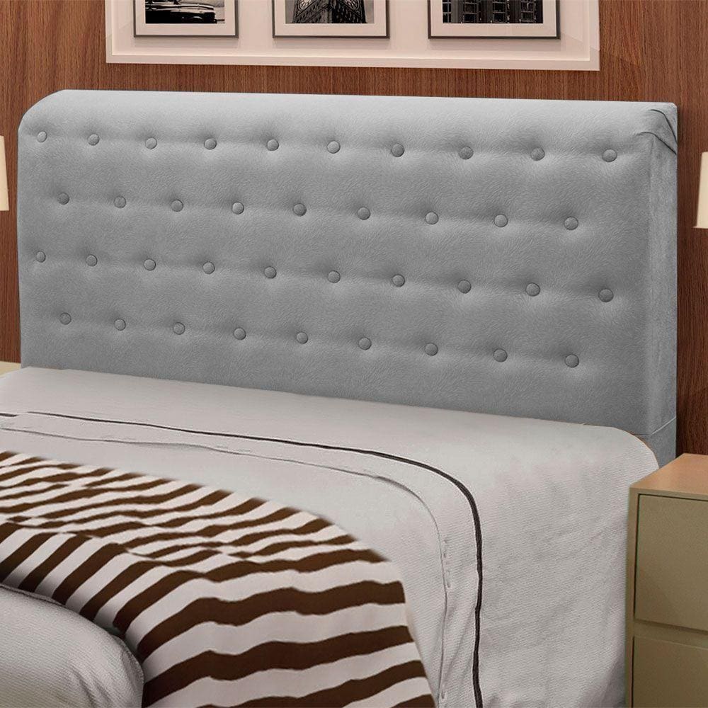 Cabeceira Cama Box Solteiro 90cm Suede Cinza