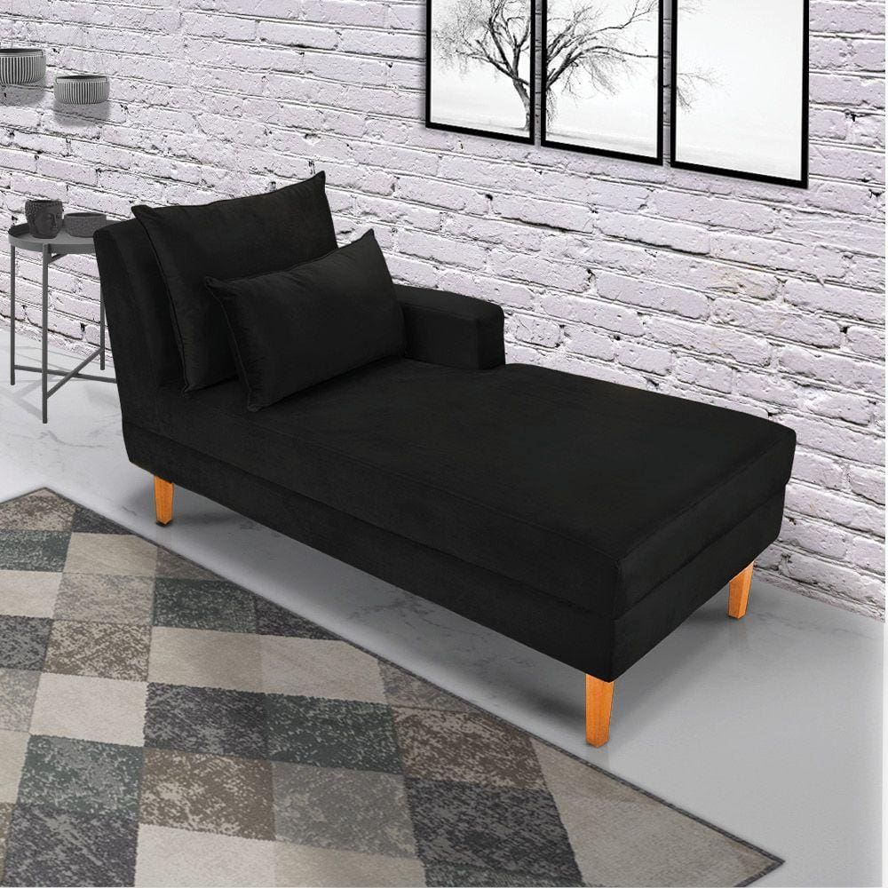 Divã Chaise Chloe 160cm Castanho Preto