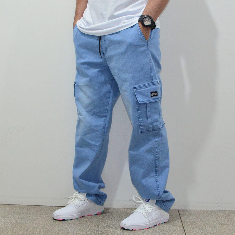 Calça Brack Jeans Regular Cargo Action Azul Claro