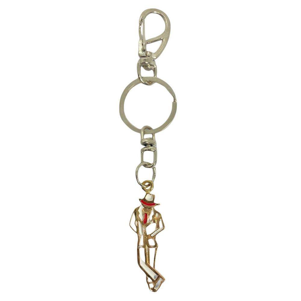 Chaveiro Ze Pelintra Branco Com Dourado 14 Cm Em Metal
