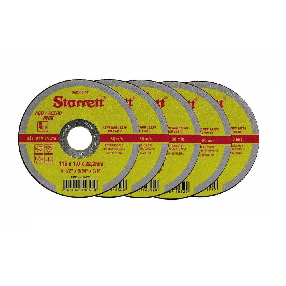 Disco Abrasivo de Corte 115mm DAC11514 com 05 pçs Starrett