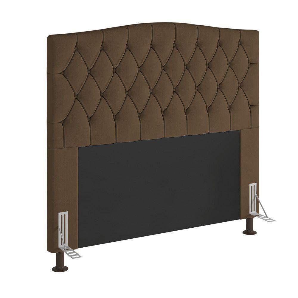 Cabeceira Greta Cama Box Queen 160cm Suede Marrom