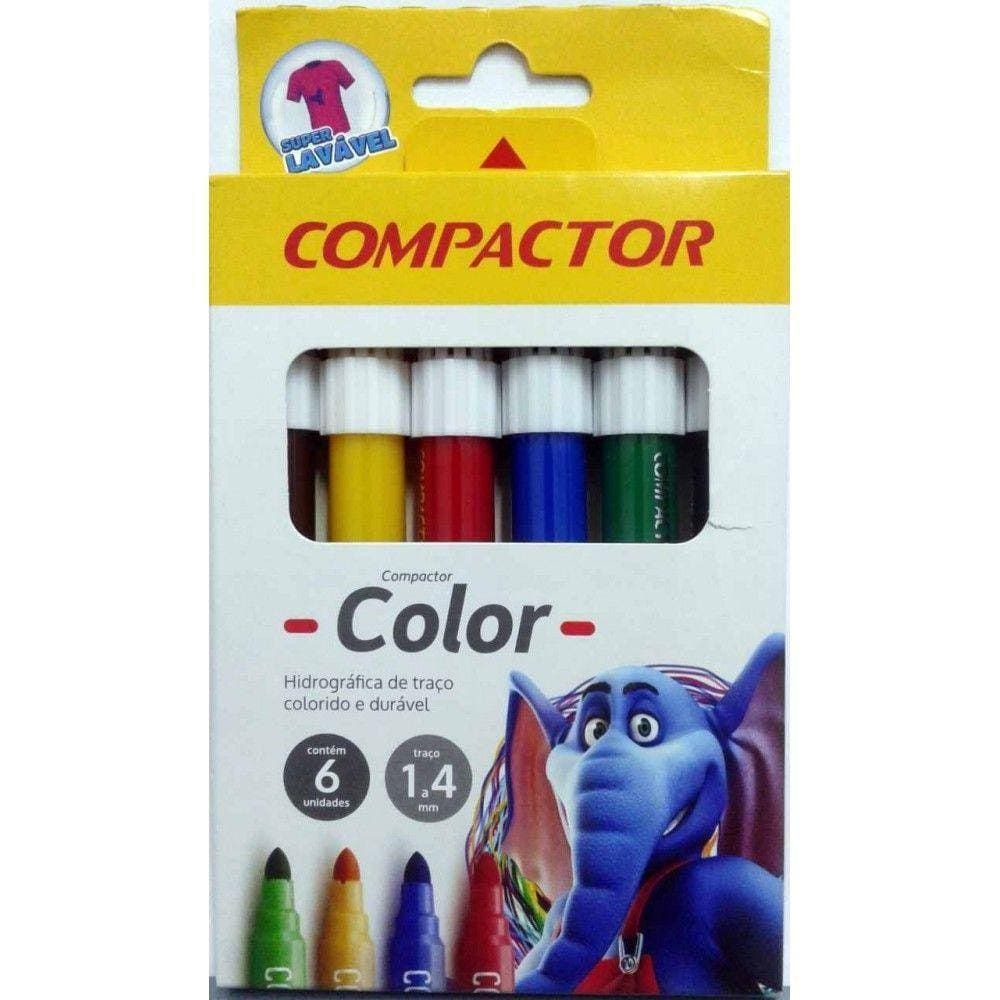 Canetinha Hidrográfica 6 Cores Compactor Color Jumbo 1-4Mm
