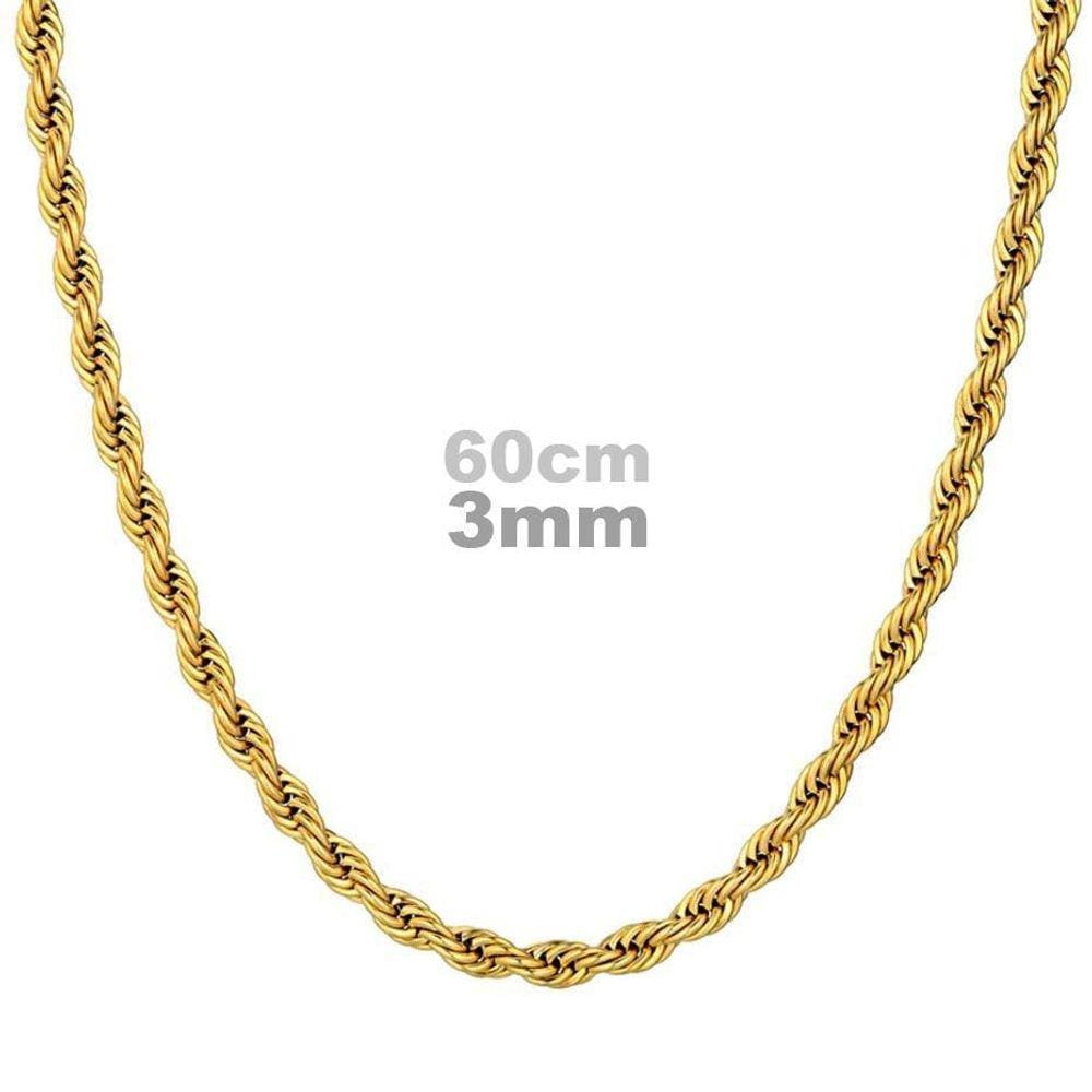 Correntinha Cordão Baiano Torcido 3Mm 60Cm Dourado