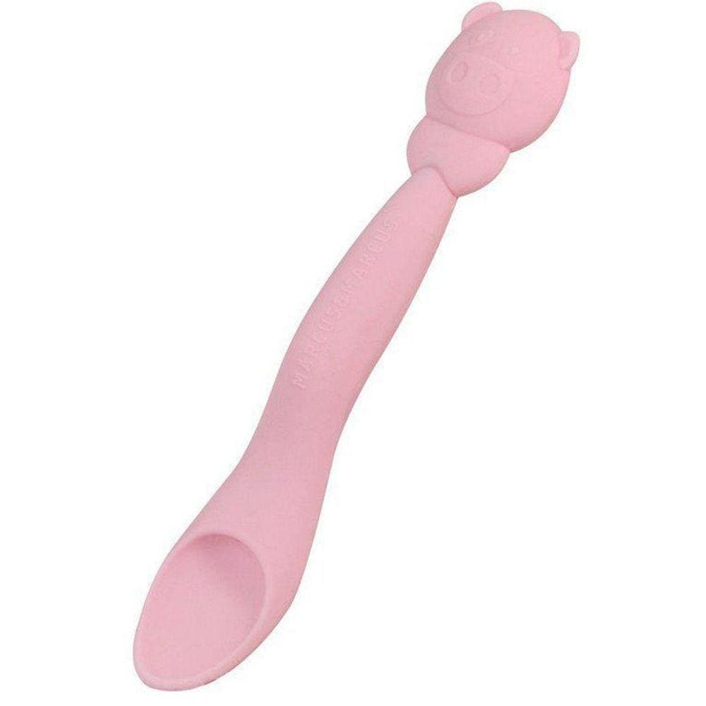 Colher Em Silicone Porquinho Rosa - Marcus & Marcus