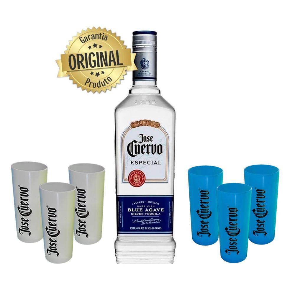 Tequila Branca José Cuervo Blue Agave Silver 750ml + 6 Copos Shot de Acrílico