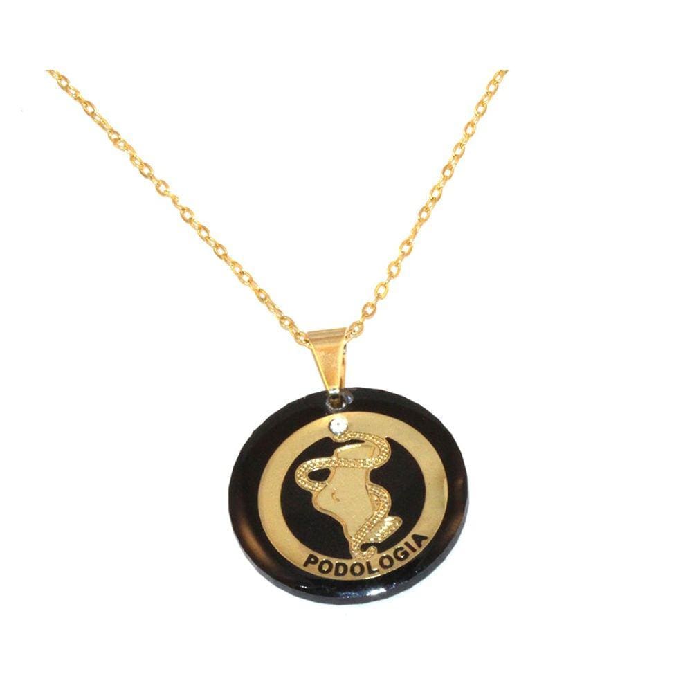 Colar Cordão Profissão Podologia Podóloga Folheado Ouro 18k