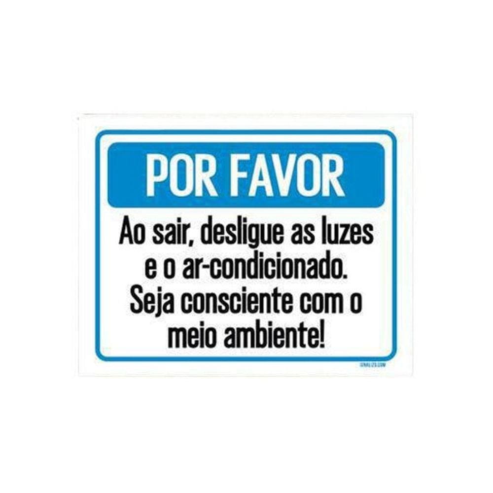 Placa Por Favor Desligue As Luzes Meio Ambiente 27X35