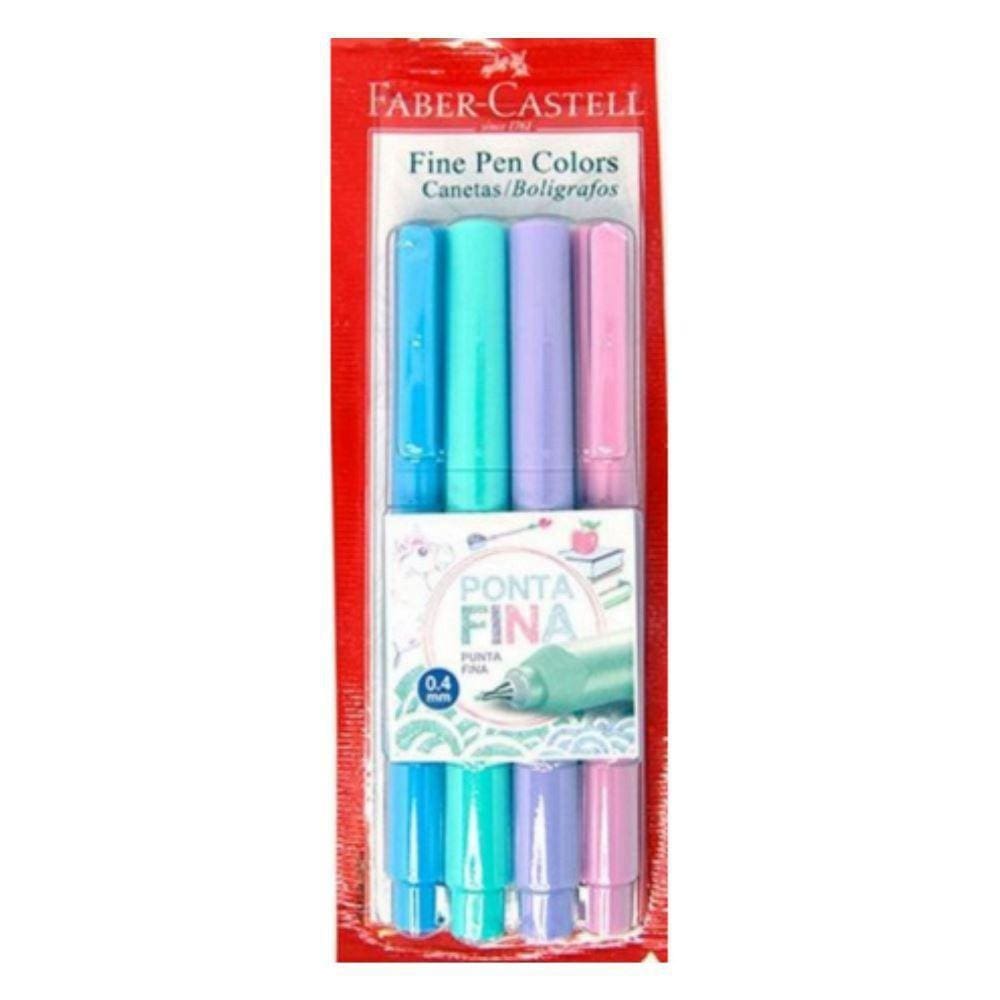 Caneta Faber Castell Fine Pen 0.4Mm Tons Pastel 4 Cores